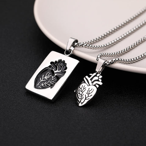 Anatomical Heart Matching Couples Necklaces