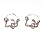 Intertwined Snake Hoop Earrings Bronze