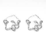Intertwined Snake Hoop Earrings Silver