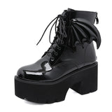"Asbeel" Winged Platform Ankle Boots 8.5