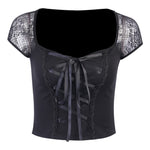Bodycon Lace Sleeve Shirt Black / M