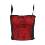 "Scarlet" Color-block Spider-web Camisole Red / M