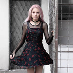 "Amelia" Long Sleeved Rose Grunge Mini Dress