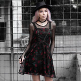 "Amelia" Long Sleeved Rose Grunge Mini Dress