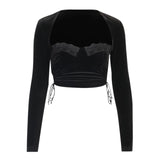 "Brielle" Long Sleeve Velvety Cropped Top